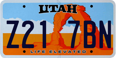 UT license plate Z217BN