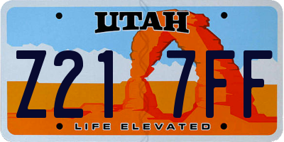 UT license plate Z217FF