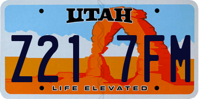 UT license plate Z217FM