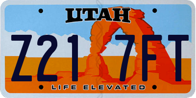UT license plate Z217FT