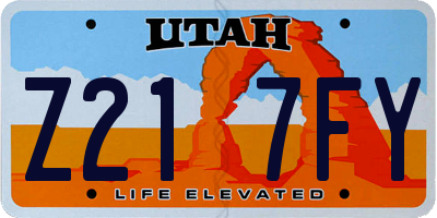 UT license plate Z217FY