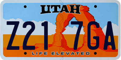 UT license plate Z217GA