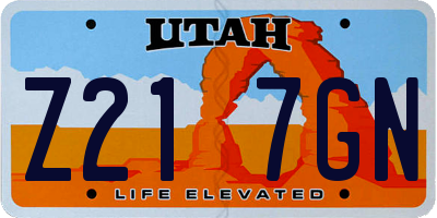 UT license plate Z217GN
