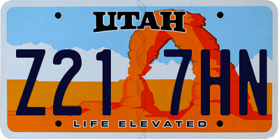 UT license plate Z217HN