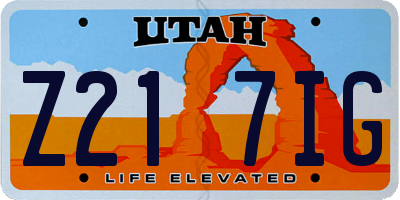 UT license plate Z217IG