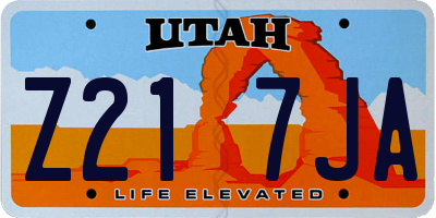 UT license plate Z217JA