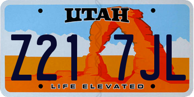 UT license plate Z217JL