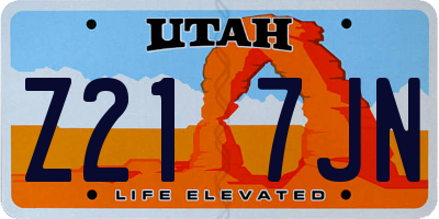 UT license plate Z217JN