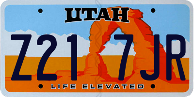 UT license plate Z217JR