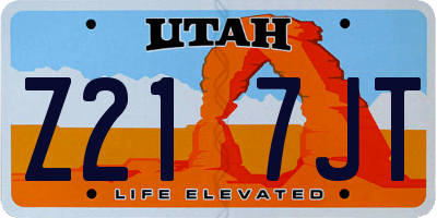 UT license plate Z217JT