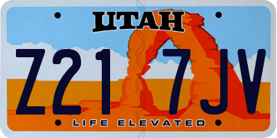 UT license plate Z217JV