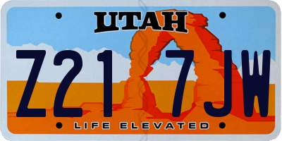 UT license plate Z217JW