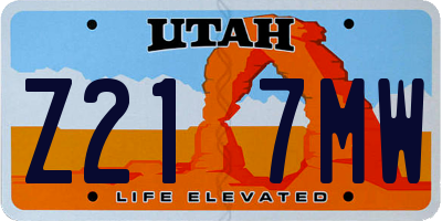 UT license plate Z217MW