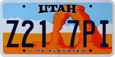 UT license plate Z217PI