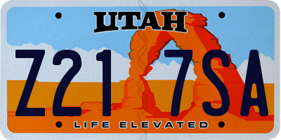 UT license plate Z217SA