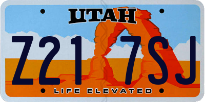 UT license plate Z217SJ
