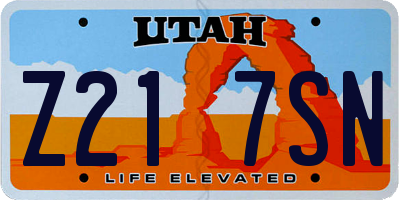 UT license plate Z217SN