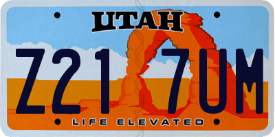 UT license plate Z217UM