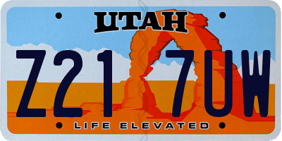 UT license plate Z217UW