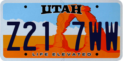 UT license plate Z217WW