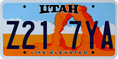 UT license plate Z217YA