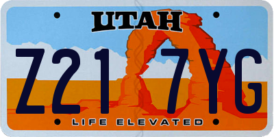 UT license plate Z217YG