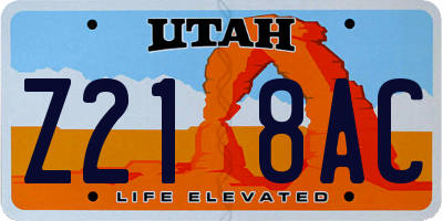 UT license plate Z218AC