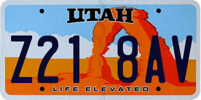 UT license plate Z218AV