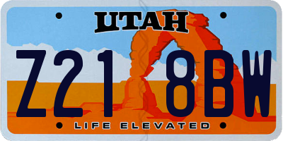 UT license plate Z218BW