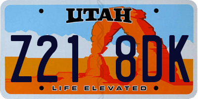 UT license plate Z218DK