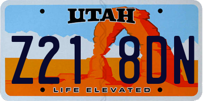 UT license plate Z218DN