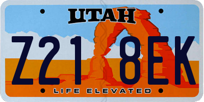 UT license plate Z218EK