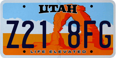 UT license plate Z218FG