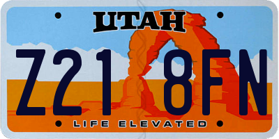 UT license plate Z218FN