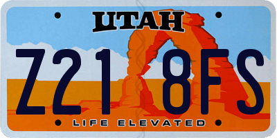 UT license plate Z218FS