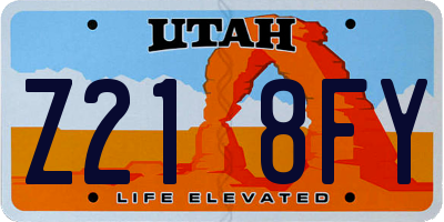 UT license plate Z218FY