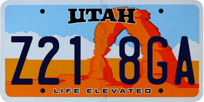 UT license plate Z218GA
