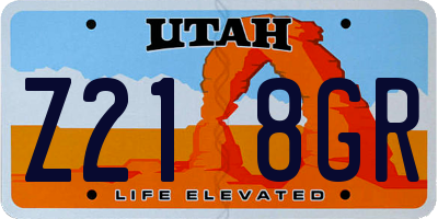 UT license plate Z218GR
