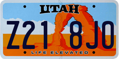 UT license plate Z218JO