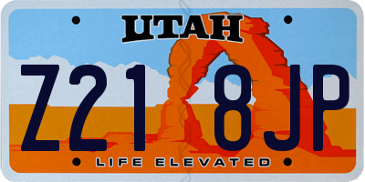 UT license plate Z218JP