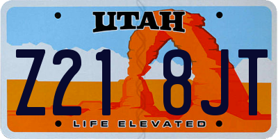 UT license plate Z218JT