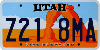UT license plate Z218MA