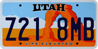 UT license plate Z218MB