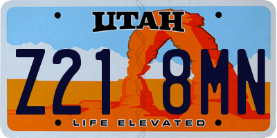 UT license plate Z218MN