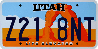 UT license plate Z218NT
