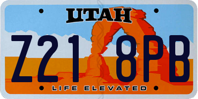 UT license plate Z218PB