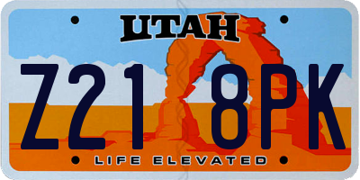 UT license plate Z218PK