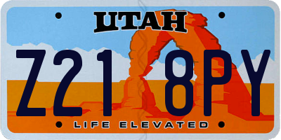 UT license plate Z218PY