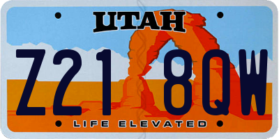 UT license plate Z218QW