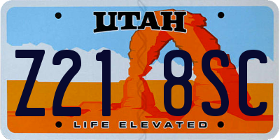 UT license plate Z218SC